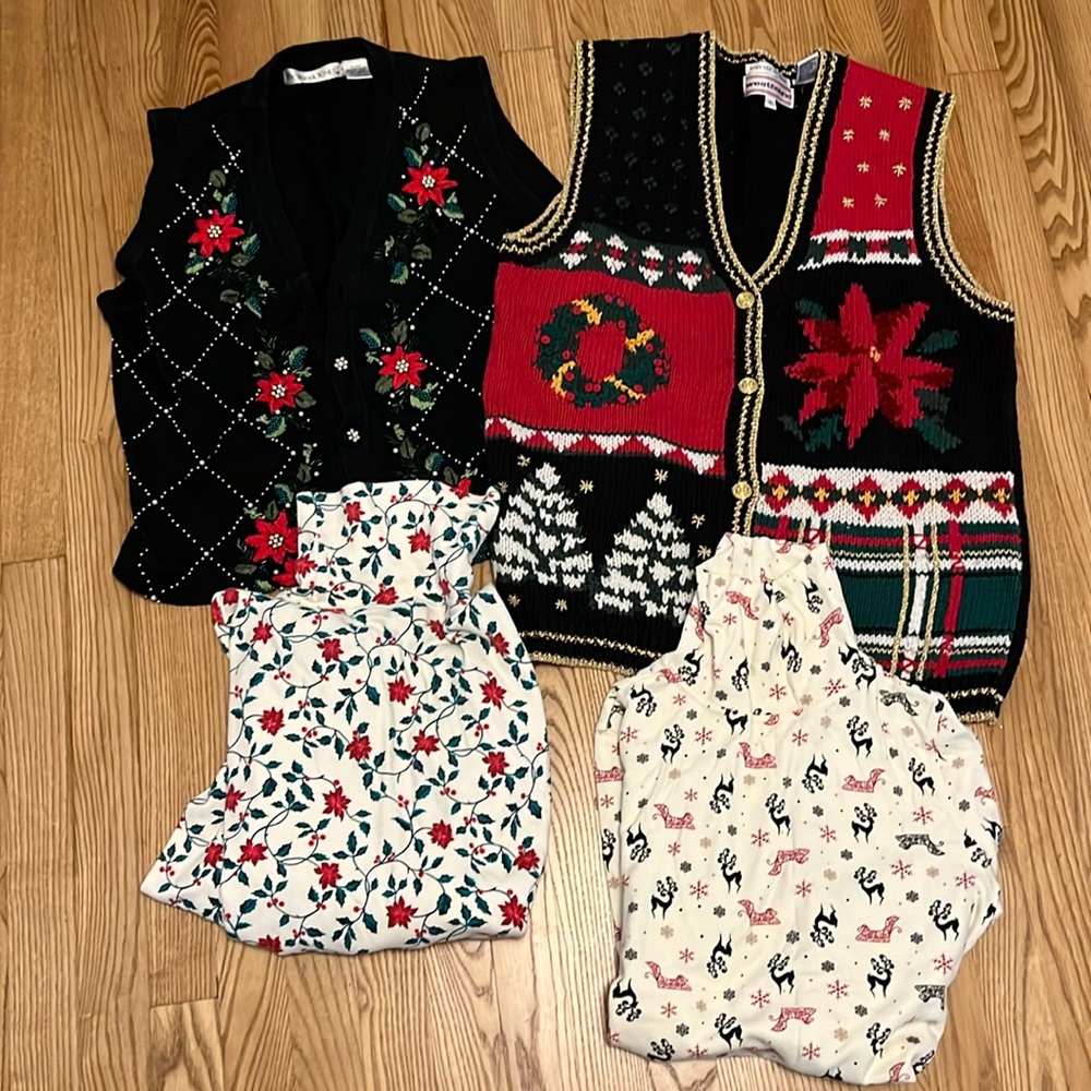 Vintage Ugly Christmas Vests and Turtlenecks